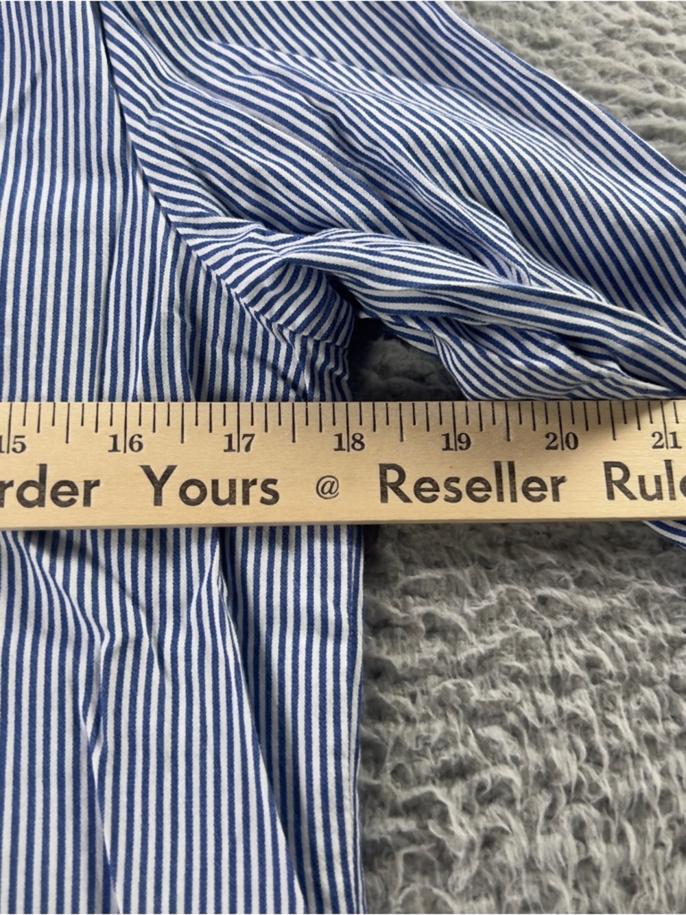 J McLaughlin Top Women Small Blue White Striped Embroidered Tunic Preppy Casual - Picture 8 of 8